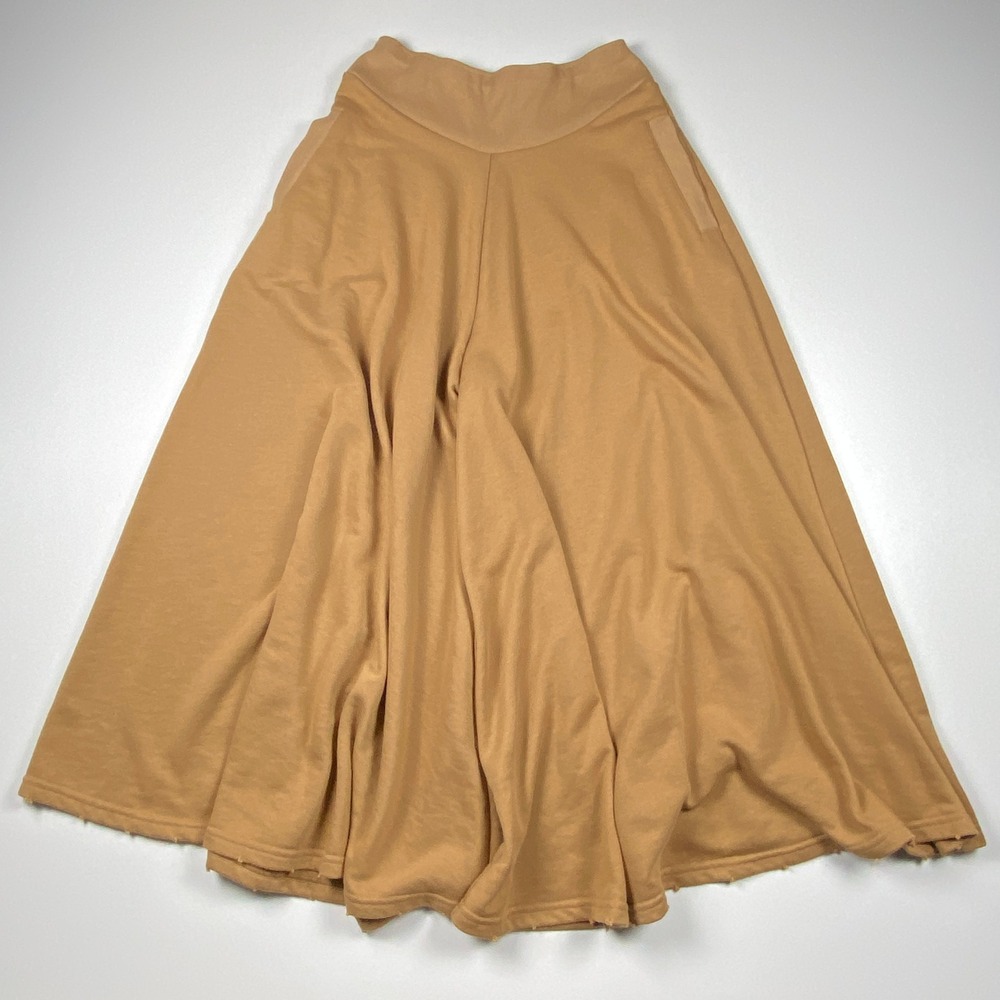 Ces Femme Wide Leg French Terry Palazzo Pants Size S Tan Model Off Duty Trousers